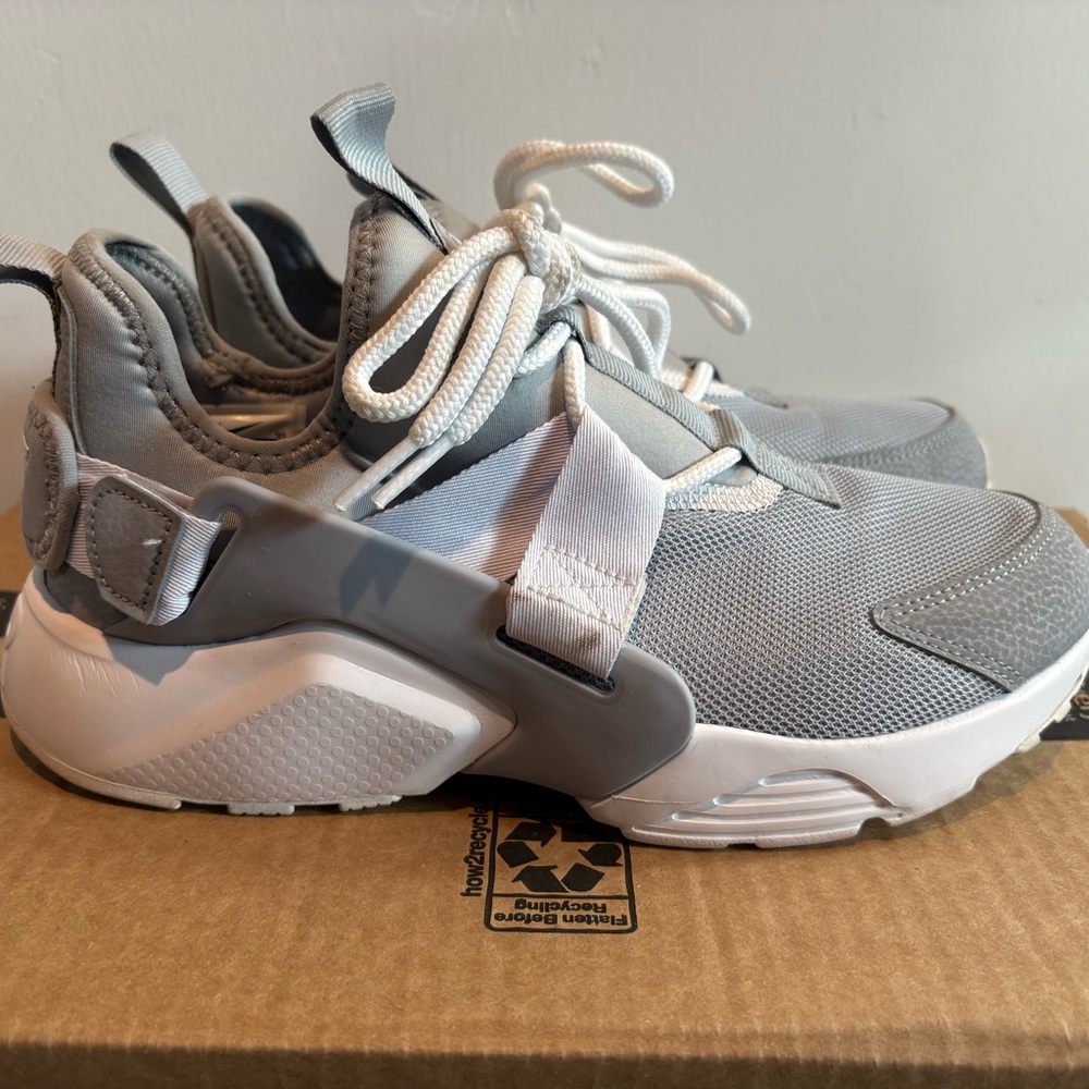 Gray and White Sneakers with Chunky Design and Thick Midsole